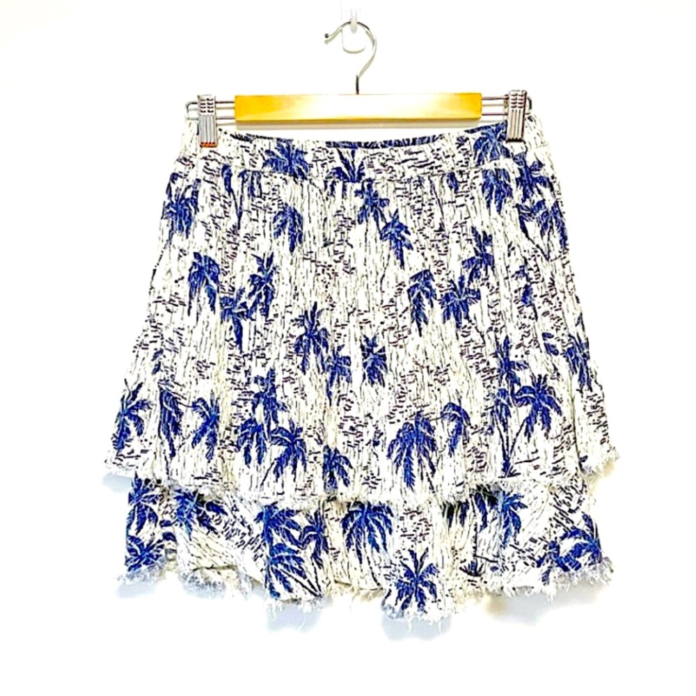 New with tags linen blend floral tiered mini skirt